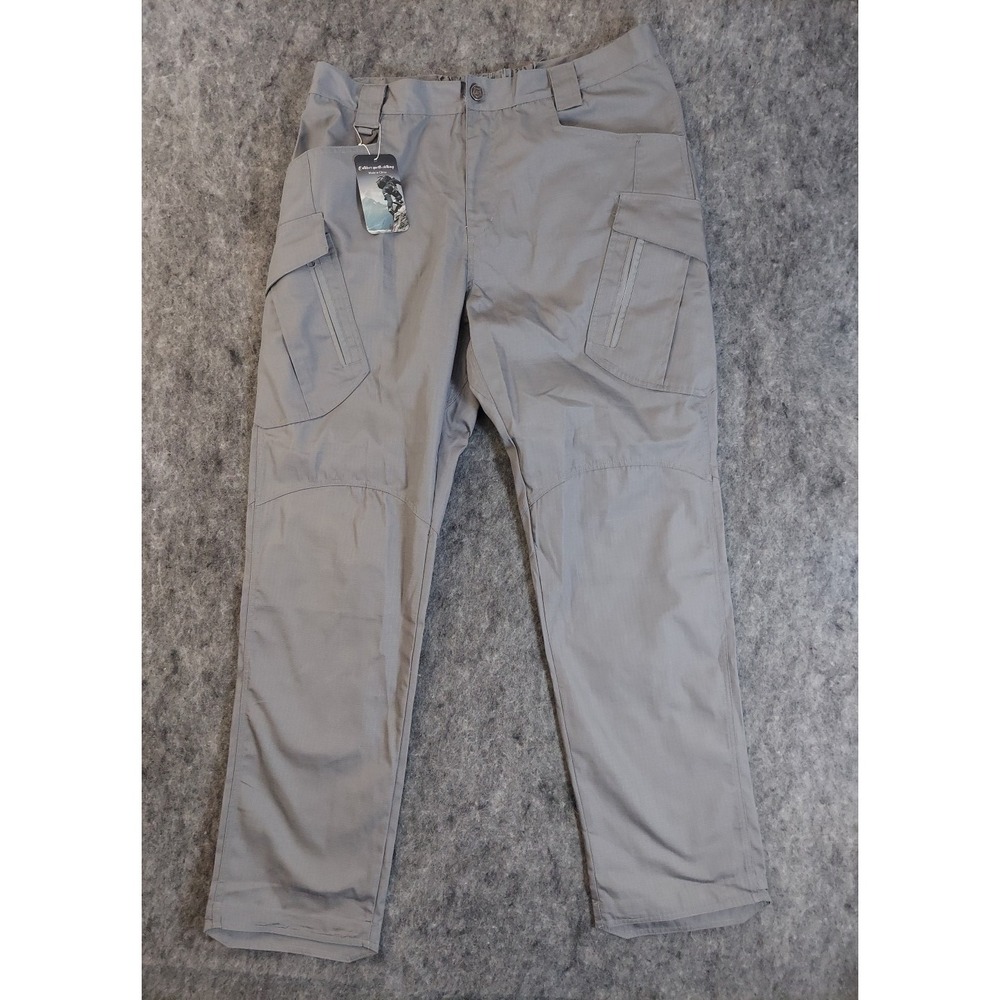 Aiimaii Outdoor Hiking Pants Mens Large Gray Ripstop‎ Cargo Pockets Lightweight